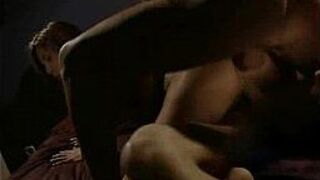 Gorgeous brunette in sexy lingerie gets double fucked porn video